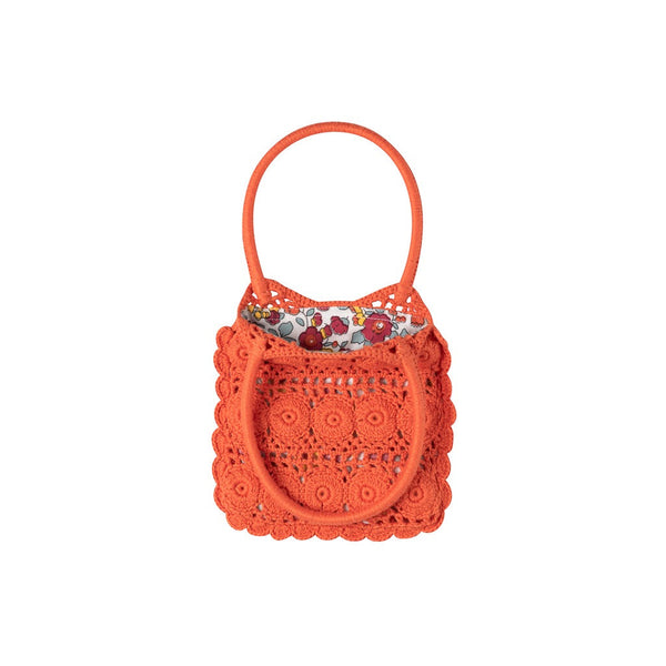 Floral Lined Crochet Bag